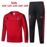 Criança AC Milan Sweat de Treino Conjunto 2017-18 Vermelho